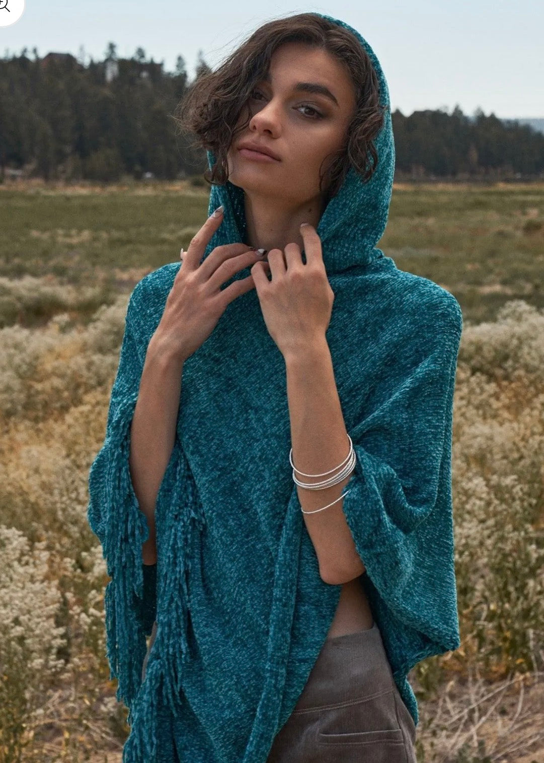 Wanderer Hooded Knit Poncho