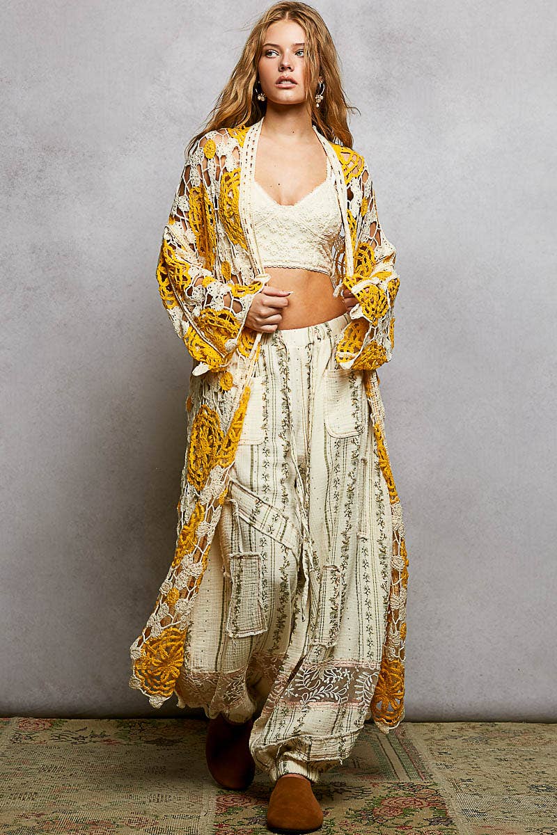 Blue Aura Crochet Maxi Cardigan