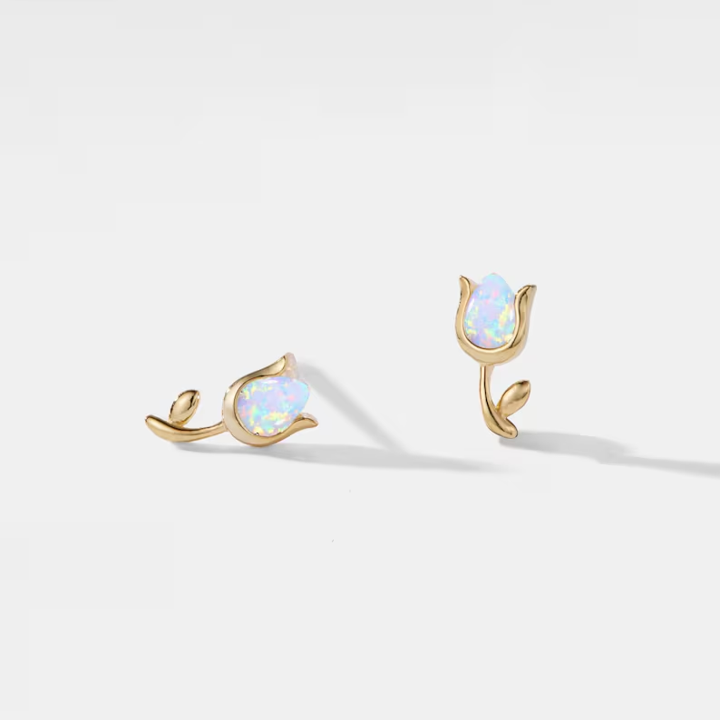 Tiny Opal Tulip Stud Earrings 🌷 Pre-Order)