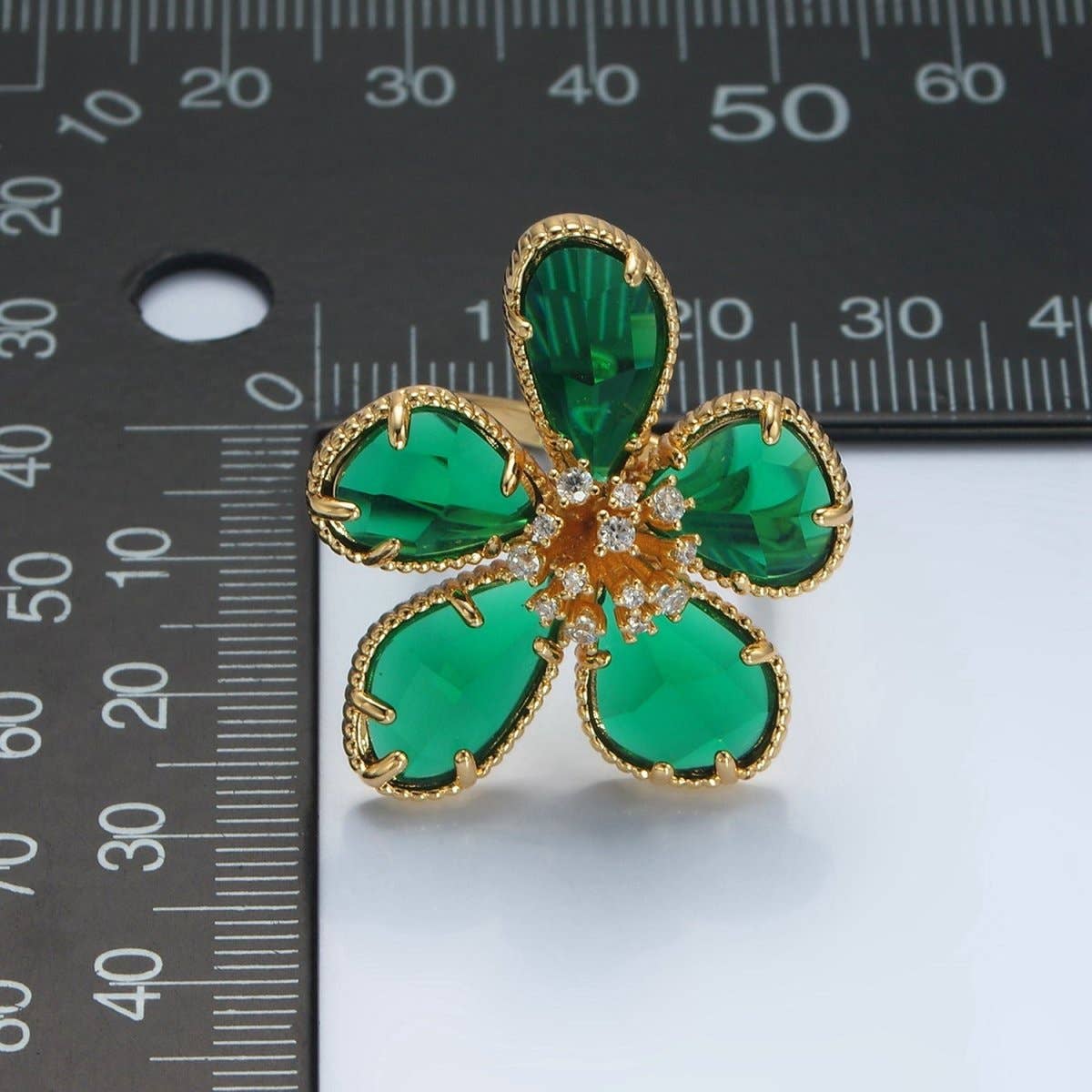 Emerald Daisy Statement Ring