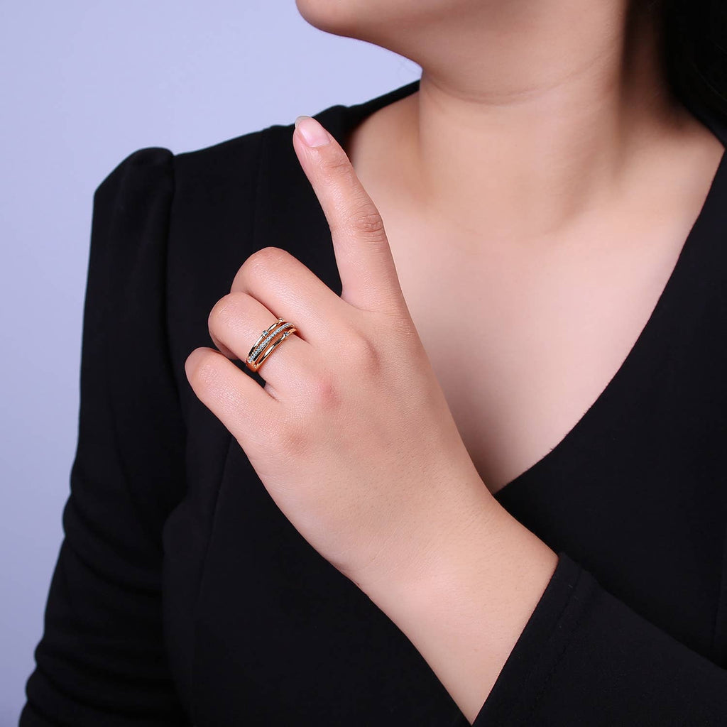 Dainty Turquoise Micro Pave Thin Gold Adjustable Ring Band