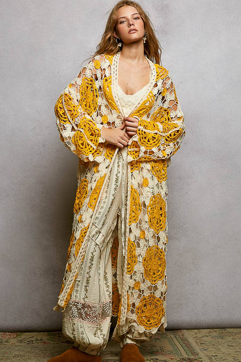 Blue Aura Crochet Maxi Cardigan